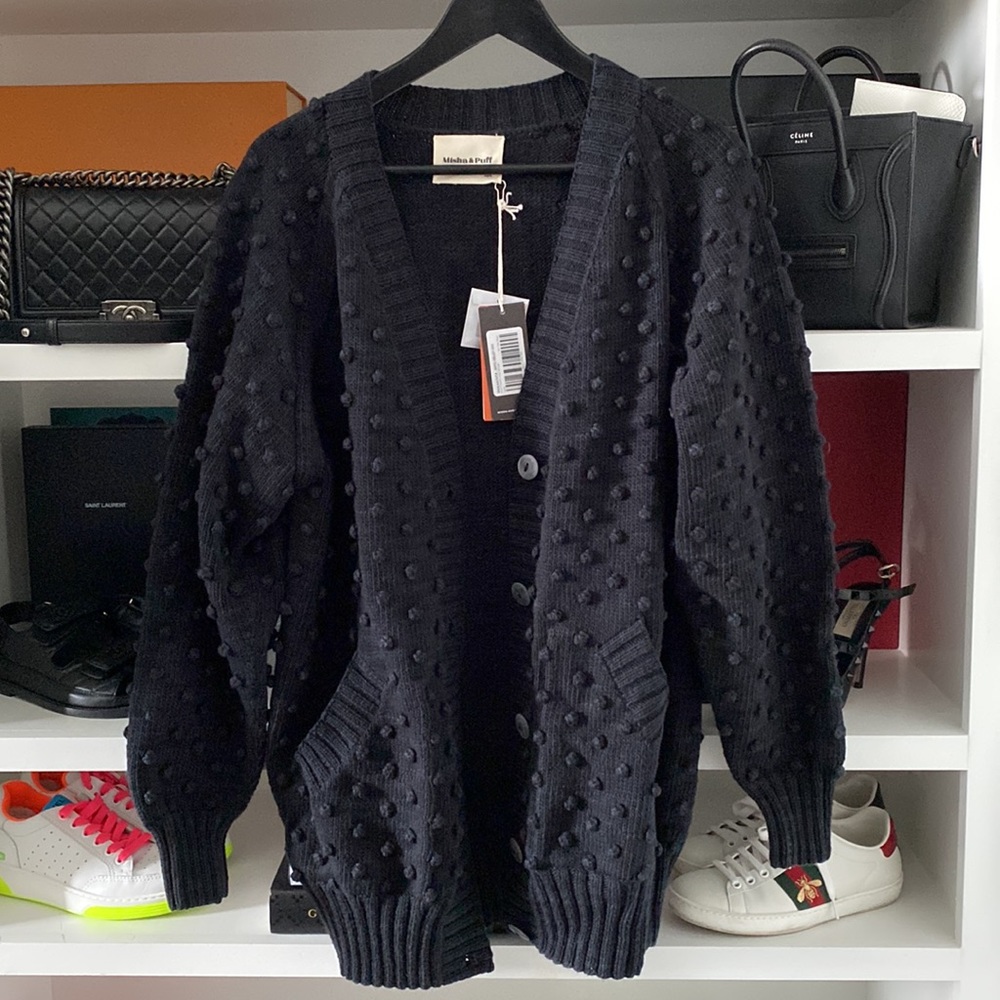 Misha & puff long cardigan cotton pale black XS/S worn once